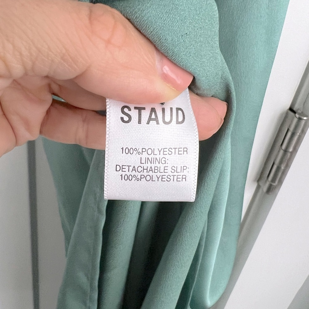 STAUD Cocoon Tiered Organza Paisley Print Maxi Dress Blue Green NEW with tags - Picture 10 of 15